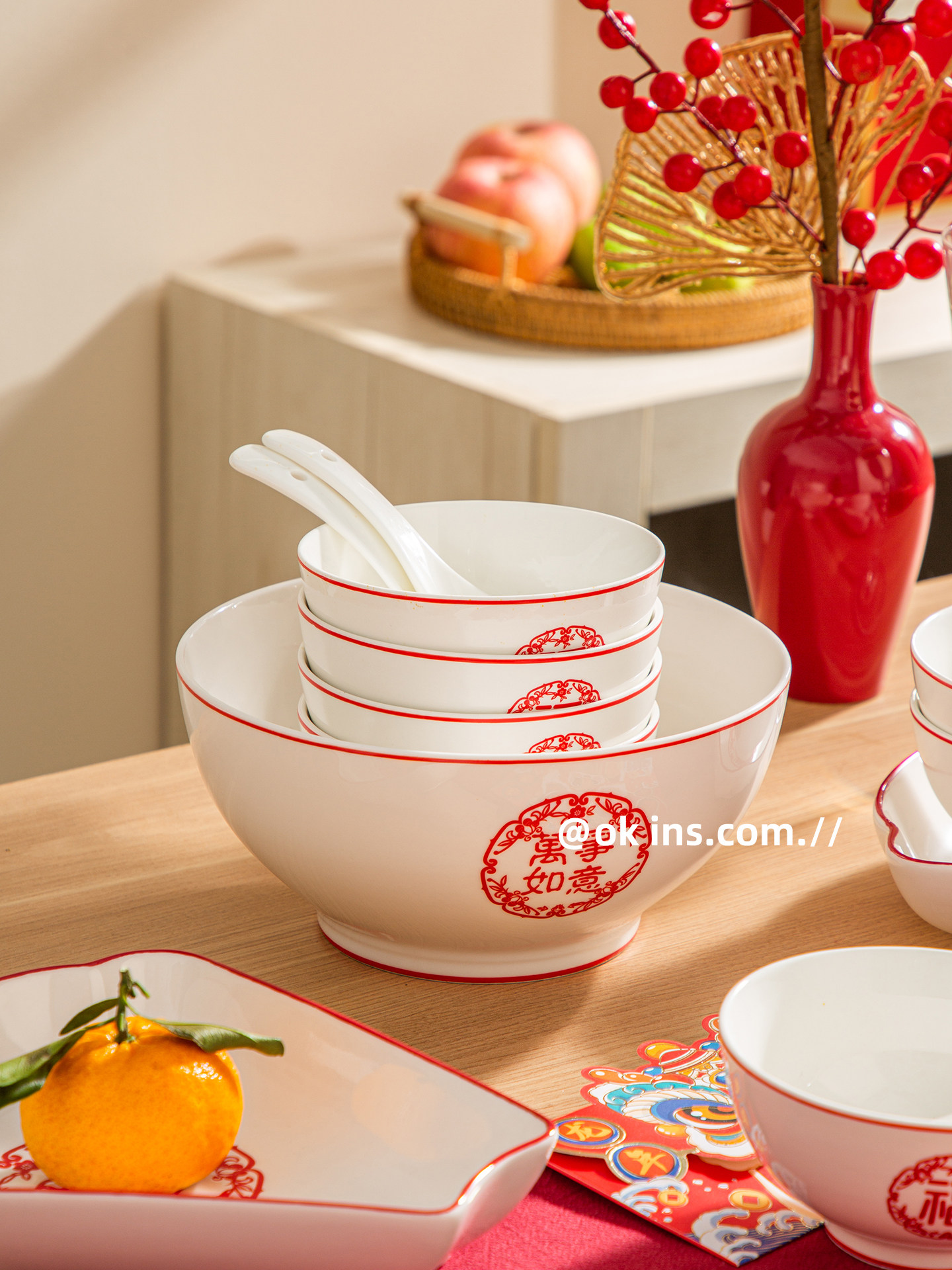 Reunion Platter Set, Tableware Combination for Home Use, Hot Pot Side Dish Plate, 2026 New Model, New Year's Eve Dinner Round Table Fan-Shaped Plate