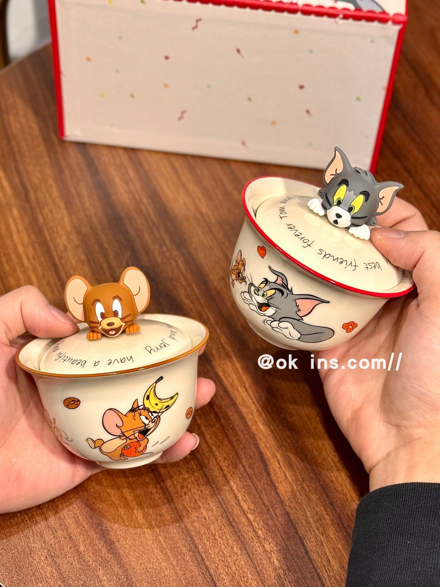 Tom and Jerry Ceramic Gaiwan Cartoon Tea Set Gift Box Gift Bag Set Office Tea Cup Internet-Famous Tea Drinking Cup