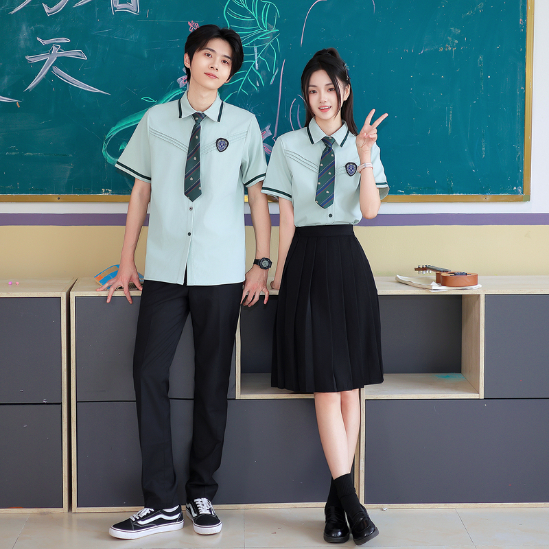 Graduation Gowns for Primary and Secondary School Students, Coming-Of-Age Ceremonies, Summer Short-Sleeved College-Style Class Uniforms, Choir Recitation Stage Performance Costumes