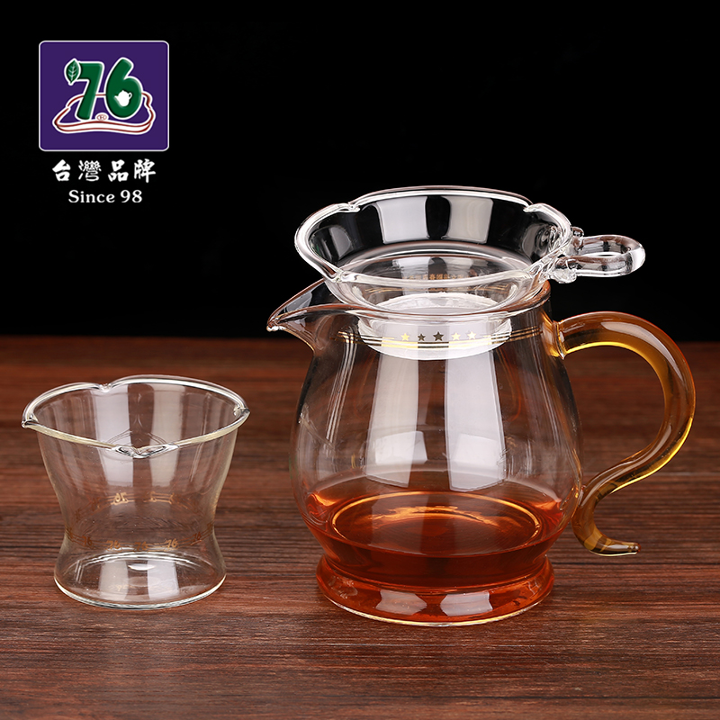 Taiwan 76 heat-resistant glass eagle mouth fair cup tea hand handle tea dispenser with tea leak set household work cup tea set