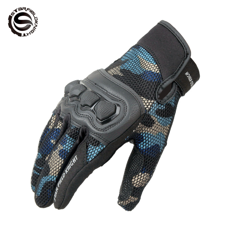 Locomotive Riding Gloves Men's Four Seasons Locomotive Cross Country Anti-Fall Gloves Mesh Breathable Racing Touch Screen Gloves Anti Slip