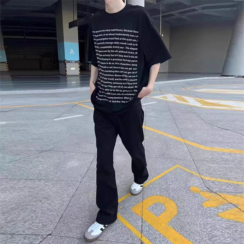 Margiela Style High Street Casual Pants Vujade American Vibe Cleanfit Outfit with Drapey Flared Trousers