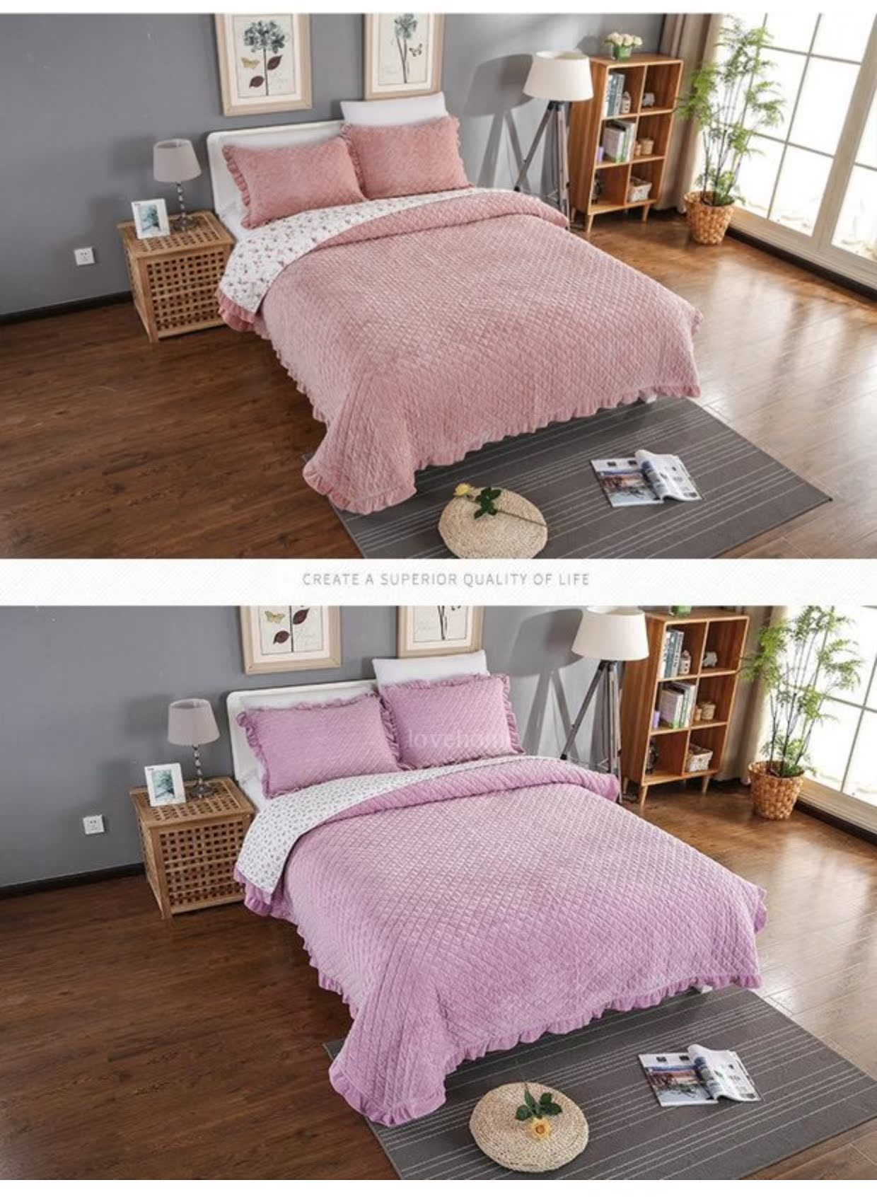 Winter Fale pha lê nhung dày ấm áp quilted hai mặt đa chức năng quilting chăn đơn mảnh chăn bông bao gồm ba mảnh drap giường cotton