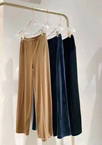 High-end European goods slim velvet wide leg pants womens new semi-elastic high-waisted loose casual vertical straight draping pants