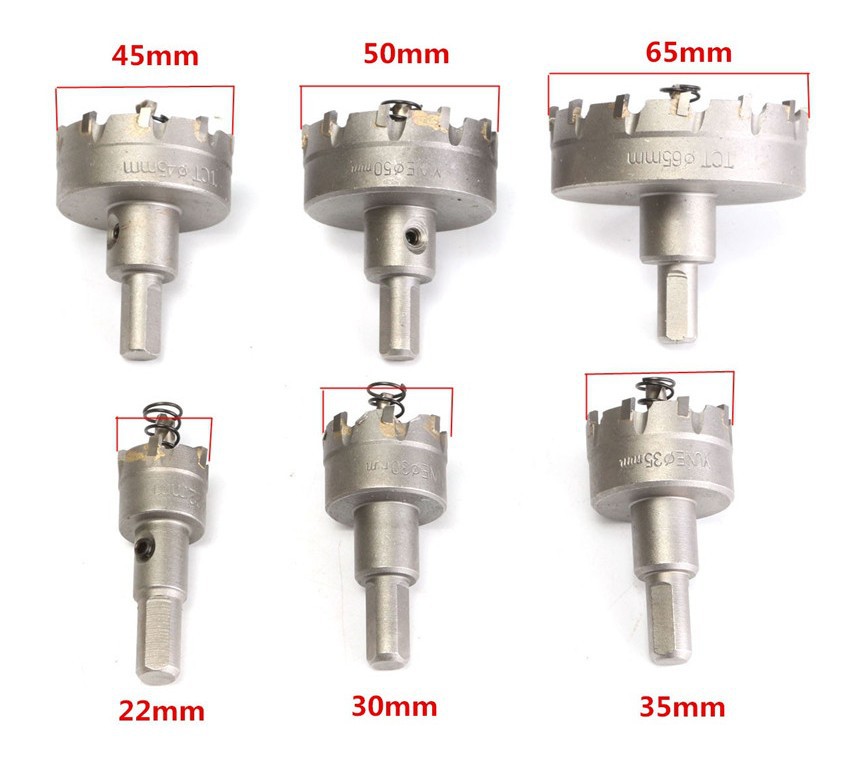 Metal reaming drill bit TCT22-65mm 6 pieces set carbide stainless steel drill