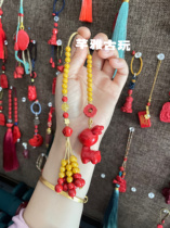 Raw ore cinnabar high content red sand deer with realgar car hanging rearview mirror pendant Yilu Ping An red sand car hanging