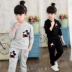 Quần áo trẻ em nữ phù hợp với mùa thu đông 2018 trẻ lớn mới cộng với nhung dày hai mảnh trẻ em dài tay phiên bản Hàn Quốc