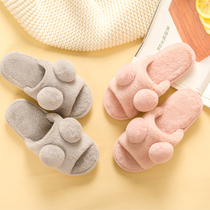 2021 New Open cotton slippers wool thick bottom winter soft floor home home couple Ladies Indoor Men