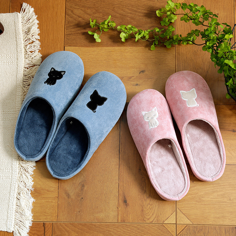 Japan-style Winter Indoor Floor Non-slip Thickened Warm Cotton Slippers Lady Home Lovers' Winter Cotton Shoes Park West
