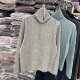 Golden wool turtleneck hemp pattern sweater free stack collar pullover versatile slimming warm sweater base layer