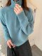 Thickened 100% Wool Half-Zip Stand Collar Long-Sleeve Knit Sweater, Fashionable Loose-Fit Lazy Pullover Versatile Top