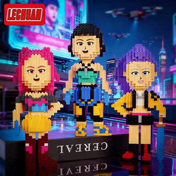 Kpop Demon Hunter Girl Group Rumi, Zosuke, Mira Building Blocks Connecting Tiny Particles Anime Peripheral Assembly Toys Gift