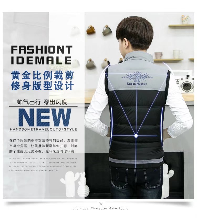 Mùa thu và mùa đông nam áo khoác xuống áo vest nam sinh viên Hàn Quốc hoang dã vest vest không tay cotton vest vai triều