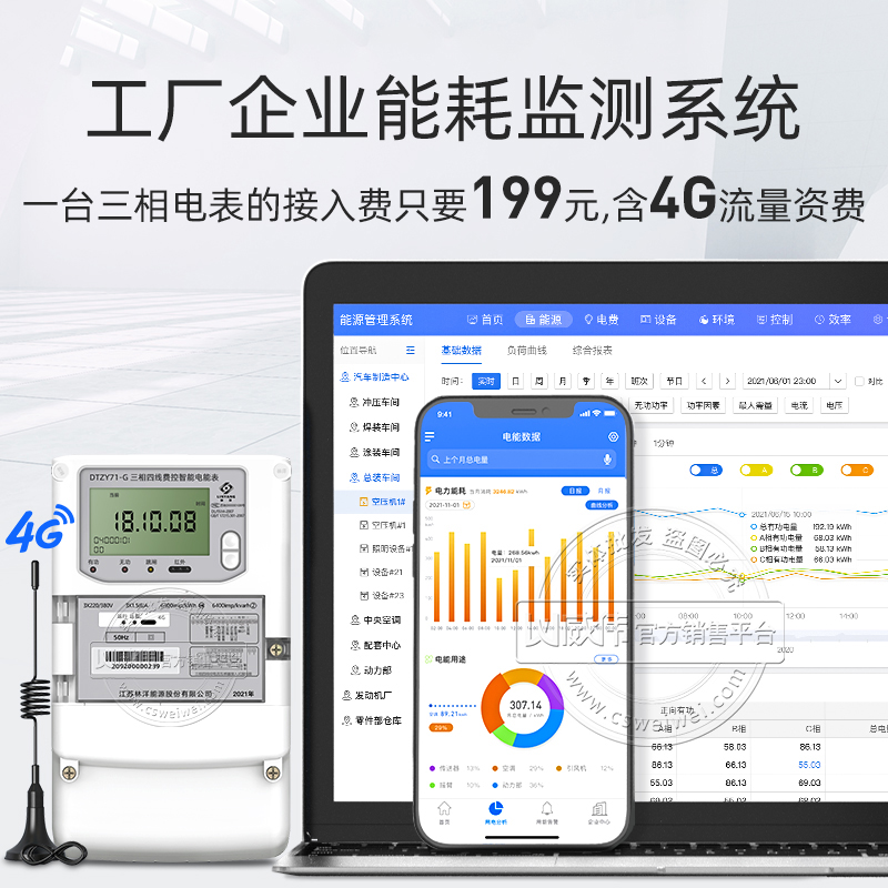 Electric energy remote meter reading system Intelligent wireless meter reading software Factory energy management monitoring system