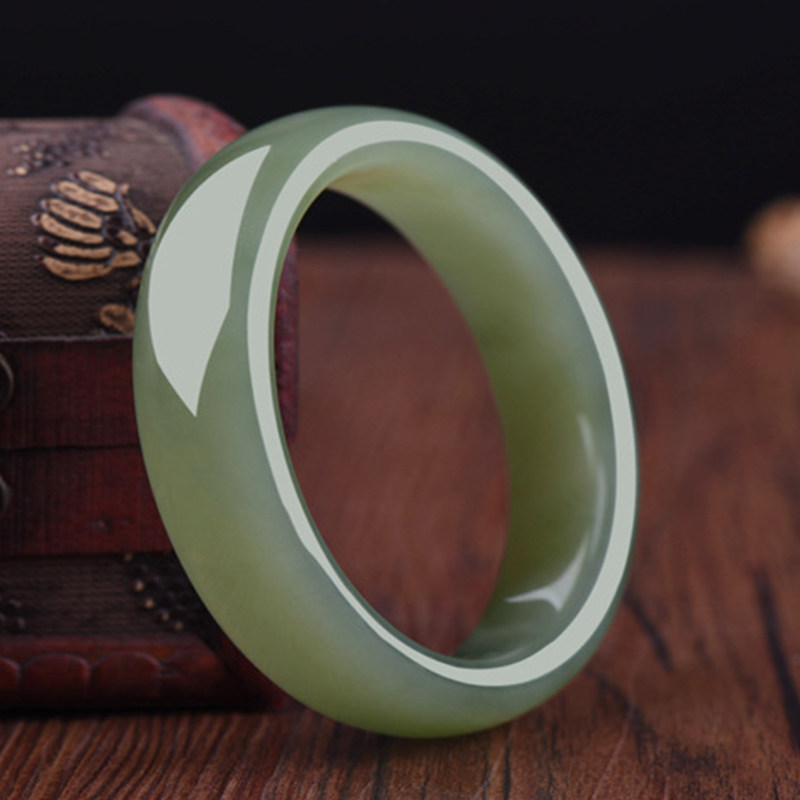Natural Qinghai Kunlun Jade ice seed Yang green belt Hetian Jade certificate Princess jade bracelet Women's bracelet private customization