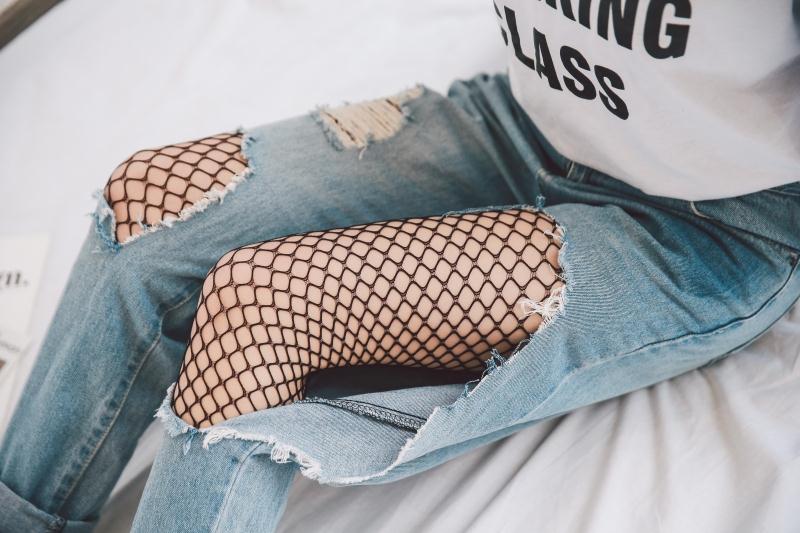 Mùa hè lưới đánh cá vớ thời trang sexy vớ cơ sở Châu Âu và Châu Âu lỗ jeans vớ sexy fishnet quần vớ quan tat dep