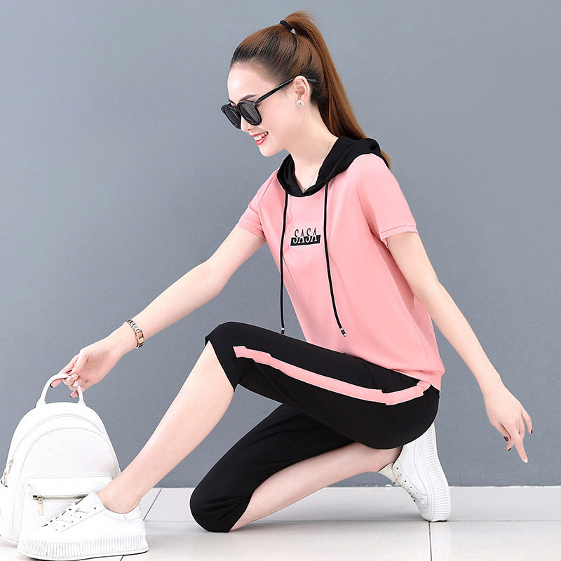 MMQ Summer Casual Sports Package Female Fashion Link Trouser Sleeve Small Sleeve Sleeve