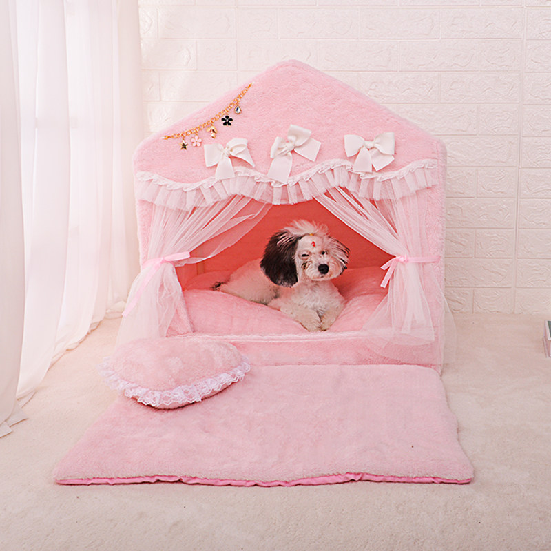 Paoli Precious High-end Four-season Dog Nest Removable to Pet Nest Pet House Teddy Bibe Bear Cute Princess Bed Korea