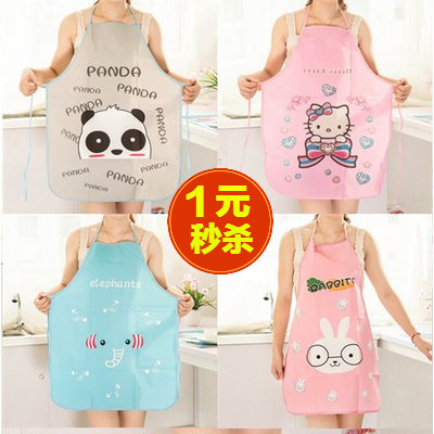 Korean version Fashion waterproof apron Adult anti-fouling Semi-Body Hood Clothing Cartoon Cute Anti-Oil Sleeveless Apron