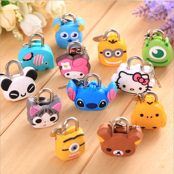 Cute Cartoon Padlock Travel Suitcase Bag Key Lock Metal Mini Small Lock Creative Student Cabinet Lock