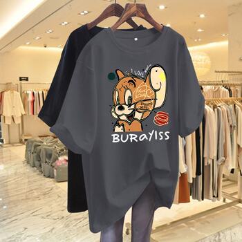 Short-sleeved casual versatile thin print for women