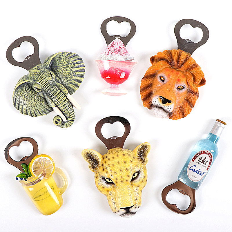 Bottle opener Refrigerator sticker Beer screwdriver Animal magnet Creative characteristic craft ornament Lemon wine opener