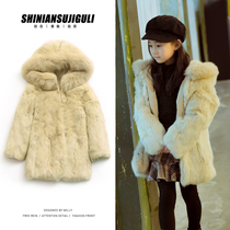 Childrens fur coat coat winter whole leather real fur grass medium and long Haining 100% winter new