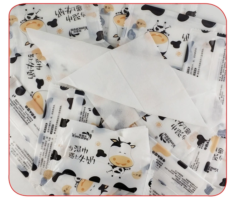50 gói tinh chất sữa khăn giấy ướt mini nguyên khối gói nhỏ độc lập tay miệng bé đặc biệt sạch da - Khăn ướt