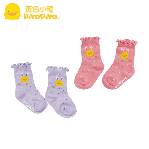 黄色小鸭圆点女童半统袜 婴儿袜子 宝宝袜子 秋冬款 880243 一双