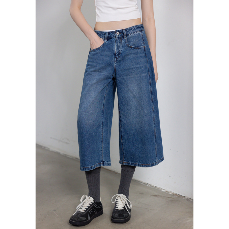 Women's Denim Capri Pants 2026 New Autumn Slimming High-Waisted Washed Loose Wide-Leg Cropped Knife-Cut Pants Women's Denim Capri Pants 2026 New Autumn Slimming High-Waisted Washed Loose Wide-Leg Cropped Knife-Cut Pants