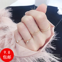 European and American fashion cold wind Joint ring tail ring Pinky index finger ring Retro Korean net red girl heart multi-piece set