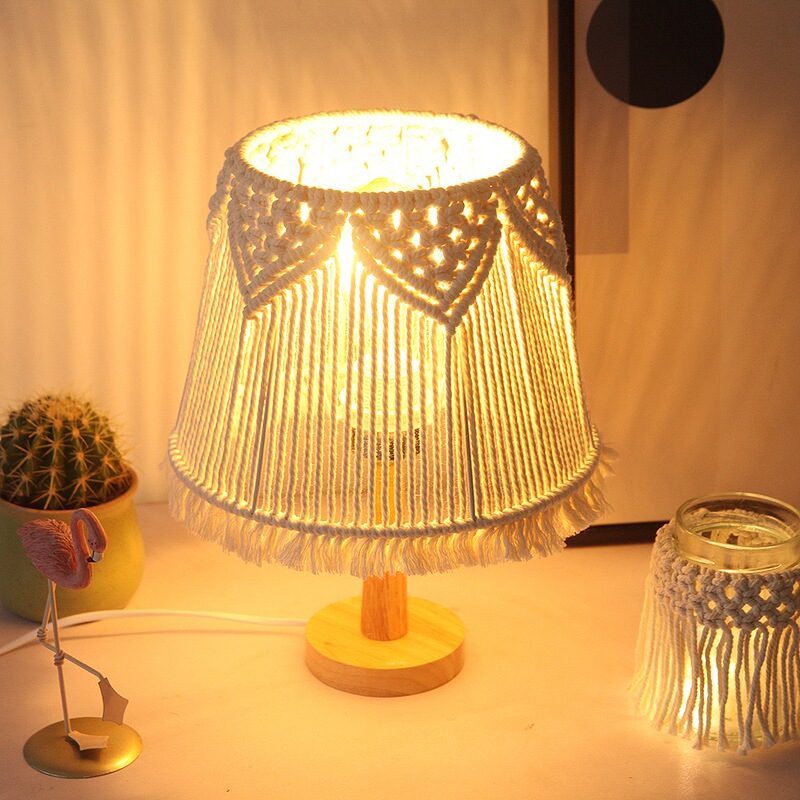 Nordic Style Hand-Woven Table Lamp Decorative Lamp Bedroom Bedside Bed and Breakfast Room Bohemian Atmosphere Creative Lamp Nordic Style Hand-Woven Table Lamp Decorative Lamp Bedroom Bedside Bed and Breakfast Room Bohemian Atmosphere Creative Lamp