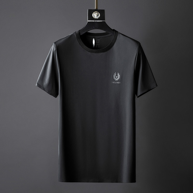 Summer ice silk short-sleeved T-shirt men's 2021 new ultra-thin quick-drying leisure round neck solid color middle-aged men's T-shirt