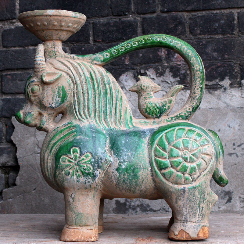 Tang 3color ceramic lampstand antique home piece bullish lamp station craftsmanship gift creative