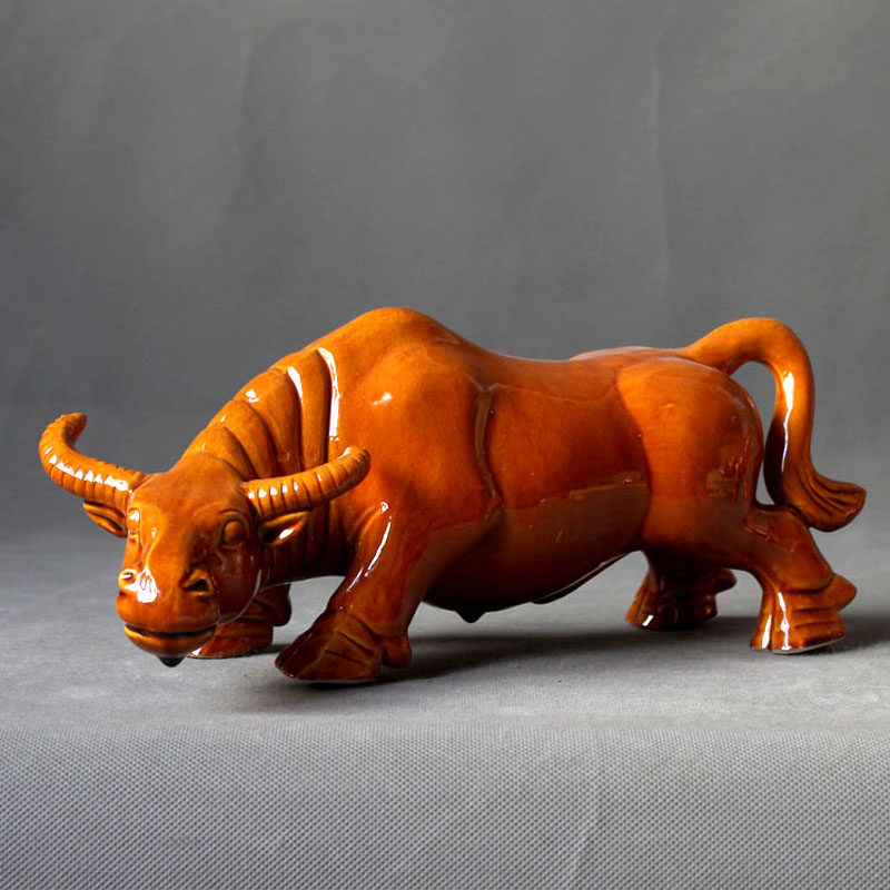 Ceramic Bull Pendulum pieces Living room Home TV Cabinets Pendulum pieces Tang Sancai Scalpers Adornment Zodiac Zodiac Zodiac 