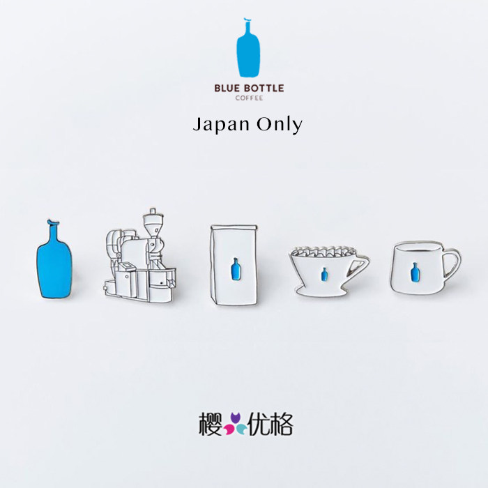 Japanese Blue Bottle Coffee Blue Bottle Coffee Découts Mountain Qualifies Seven Treasure Burning Brooch Pins