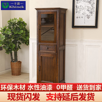 American Solid Wood High Cabinet TV Cabinet Living Room Retro Country Wine Cabinet Simple Display Cabinet Restaurant Tea Several Combinations