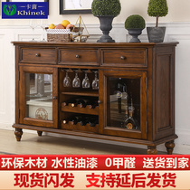 American Dining Side Cabinet Solid Wood Tea Waterfront Framework Cabinet HouseRestaurant Cabinet Double Door Simple Living Locker