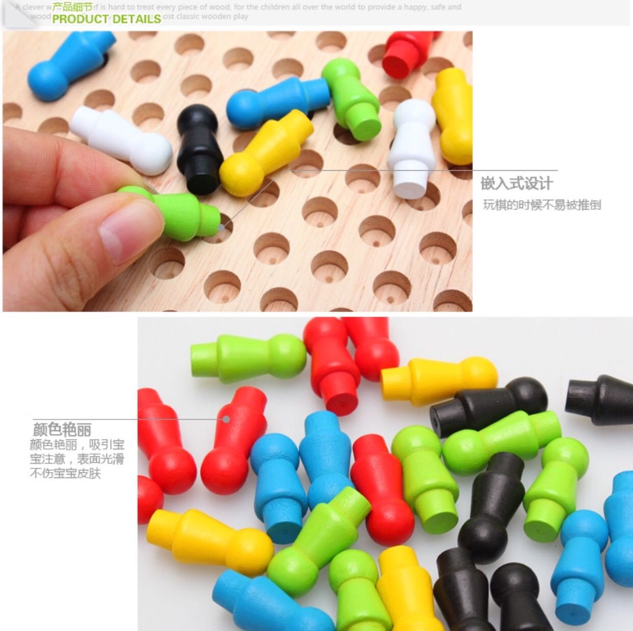Bàn cờ lục giác bằng gỗ cho trẻ em Trò chơi hội đồng giáo dục dành cho trẻ em bộ xếp hình gỗ