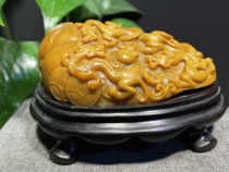 Tianhuang northern Laos fine ornaments collectibles folk crafts Shoushan stone carving three dragons playing beads