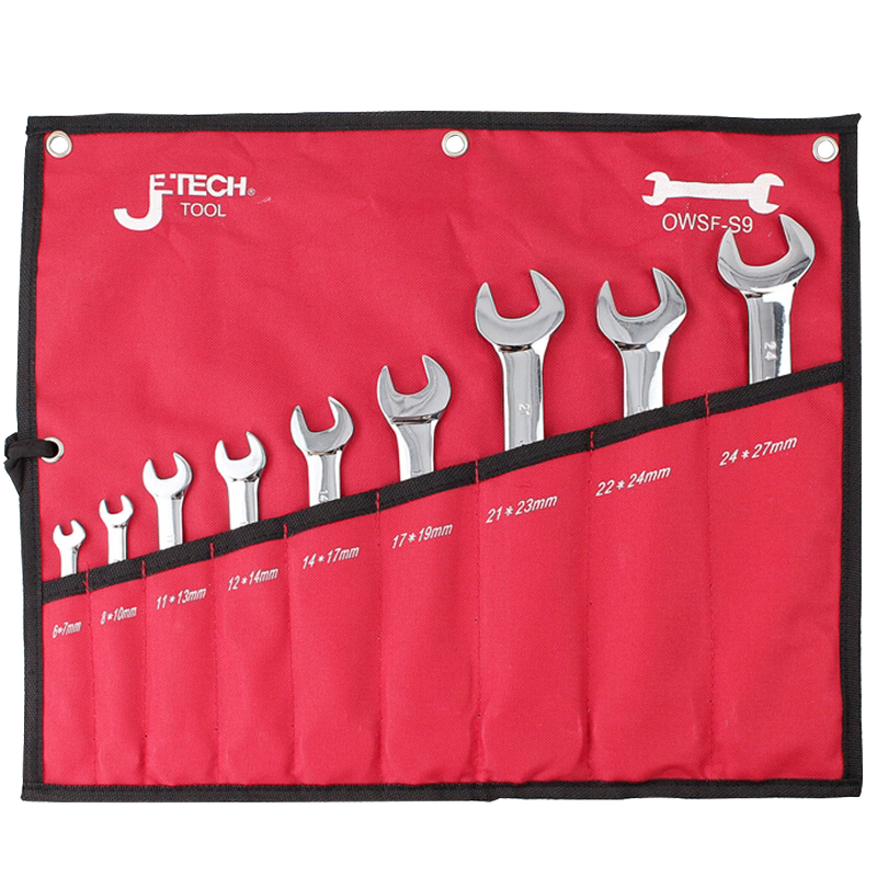 Jeke opens wrench mirror throws double - use wrench group wrench tool combination 6 - 27mm 9 pack