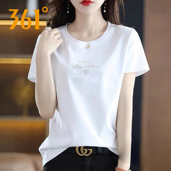 361 Degree Pure Cotton Sports Short-Sleeved Women's 2025 Summer New Breathable Round Neck Pullover Running Casual and Comfortable Top
