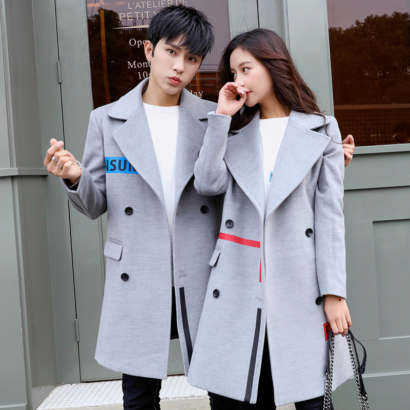 Couple áo khoác mùa đông áo khoác lông thú 2019 mới vừa chiều dài xu hướng cặp đôi Hàn Quốc phiên bản tính khí con trai mặc quần áo mùa đông