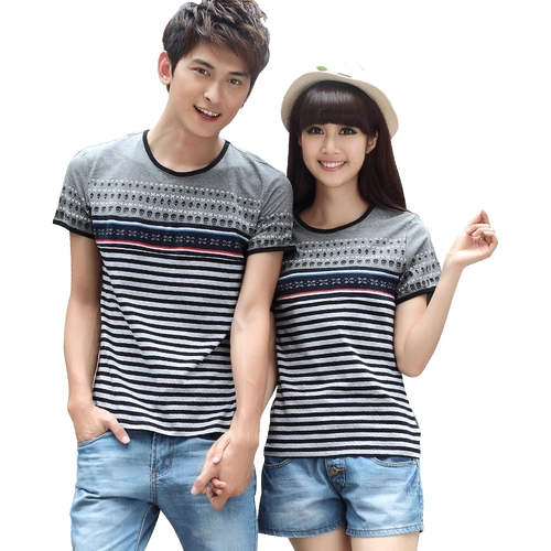 Парная одежда для влюбленных, летняя одежда, хлопковая футболка подходит для мужчин и женщин, короткий рукав