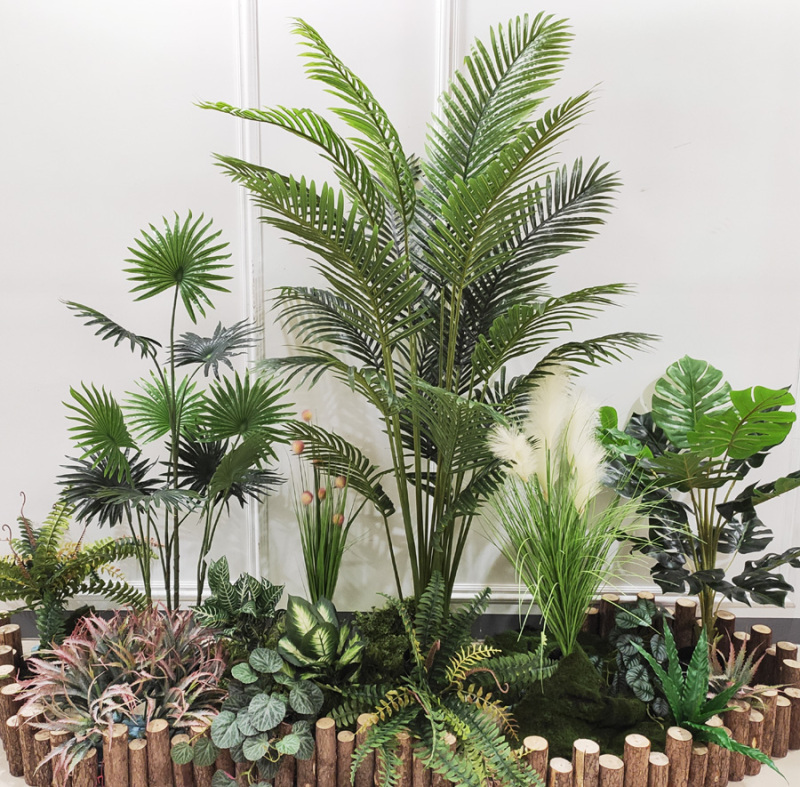Artificial Green Plants, Areca Palm, Banana, Monstera, Green Jungle Tropical Plants for Landscaping and Decoration Artificial Green Plants, Areca Palm, Banana, Monstera, Green Jungle Tropical Plants for Landscaping and Decoration