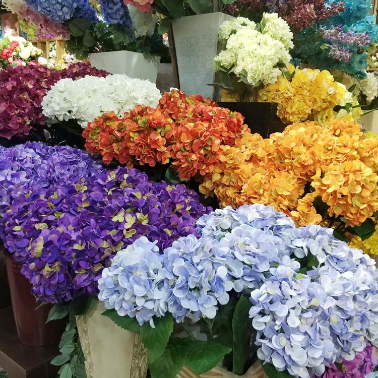 Emulated long branches embroidered ball flower large single head embroidered ball flower arrangement accessories vase decoration quality simulation embroidered ball flower