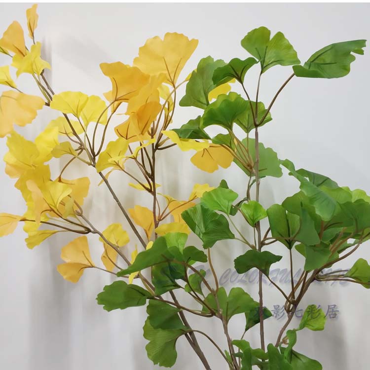 Simulation of Ginkgo leaves long - rod Ginkgo leaves Vase decoration flower - shaped leaves through glue