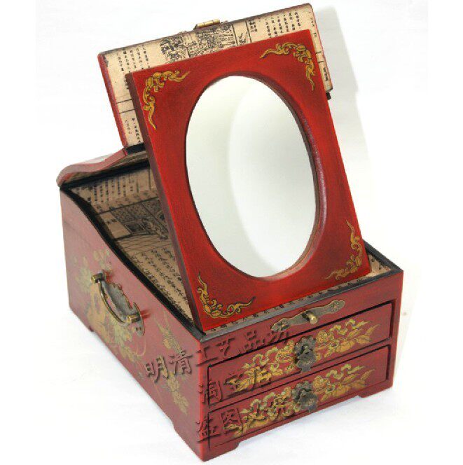 Antique jewelry box archaeological dresser box Antique dresser box Wedding gift Antique leather box Longfeng pattern photography