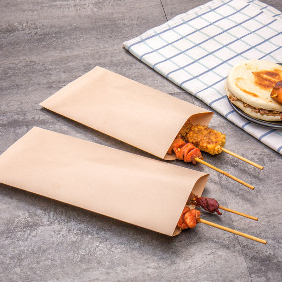 Oil-proof paper bag Disposable takeaway food packaging bag BBQ packaging paper bag Grilled skewers pig trotters squid kraft paper bag