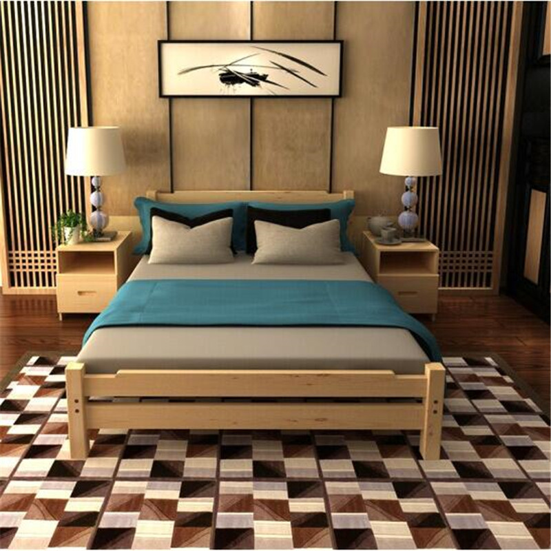 Solid wood single bed 1 2 bedroom 1 5m children's plank bed modern minimalist home guest room economical pine furniture
